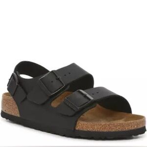 Birkenstock Milano black leather sandals casual trendy womens size 37 / 6